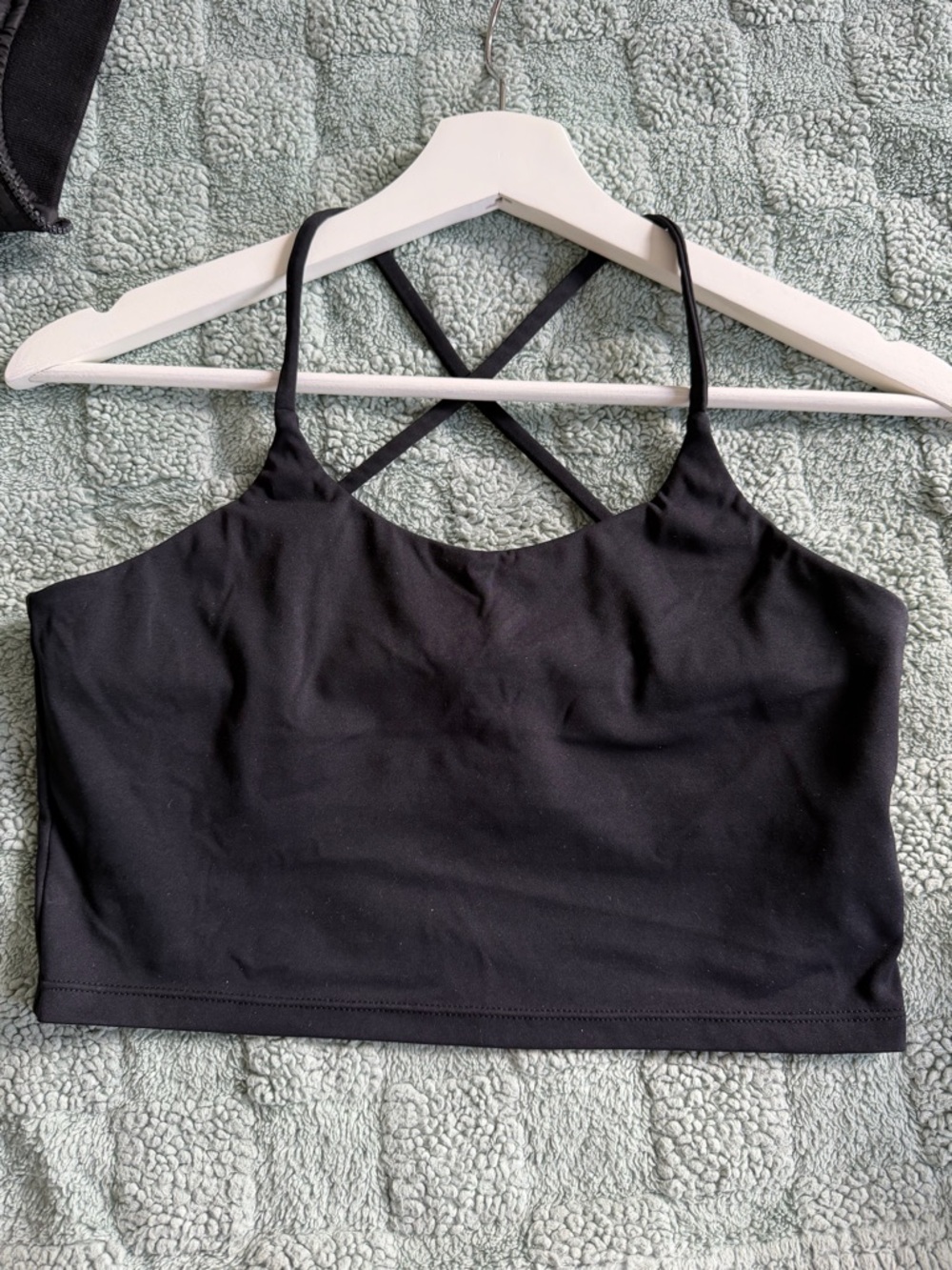 aerie Black Cropped Strappy Bralette Top